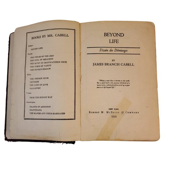 VTG Book "Beyond Life" 1919 Dizain des Demiurges James Cabell. Ex-Library. - Picture 1 of 14